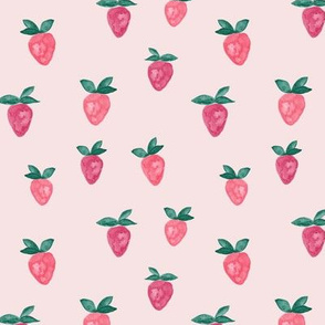 watercolor strawberries || pink bold