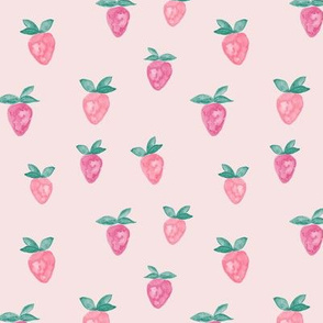 watercolor strawberries || pink