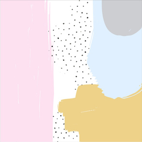 Abstract Pink, Mustard + Blue || Blanket + 2 Loveys