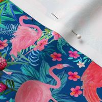 Watercolor Flamingo  Floral Tropical Small