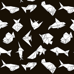 Origami fish folds on black