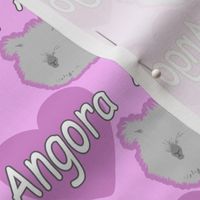 Tiny Angora rabbits with hearts - pink
