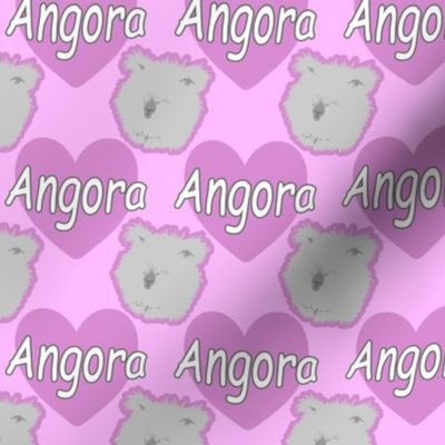 Tiny Angora rabbits with hearts - pink