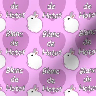 Tiny Blanc de Hotot rabbits with hearts - pink