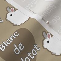 Tiny Blanc de Hotot rabbits with hearts - brown