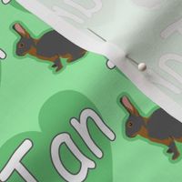 Tiny Tan rabbits with hearts - green