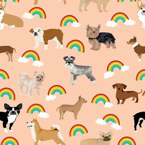 Dogs with Rainbows fabric kawaii cute pet dogs - pastel