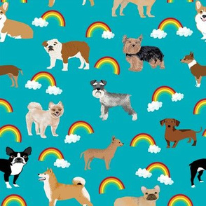 Dogs with Rainbows fabric kawaii cute pet dogs