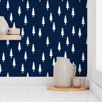 forest on navy || tree fabric the great outdoors collection