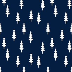 forest on navy || tree fabric the great outdoors collection