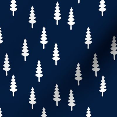 forest on navy (small scale) || tree fabric the great outdoor collection
