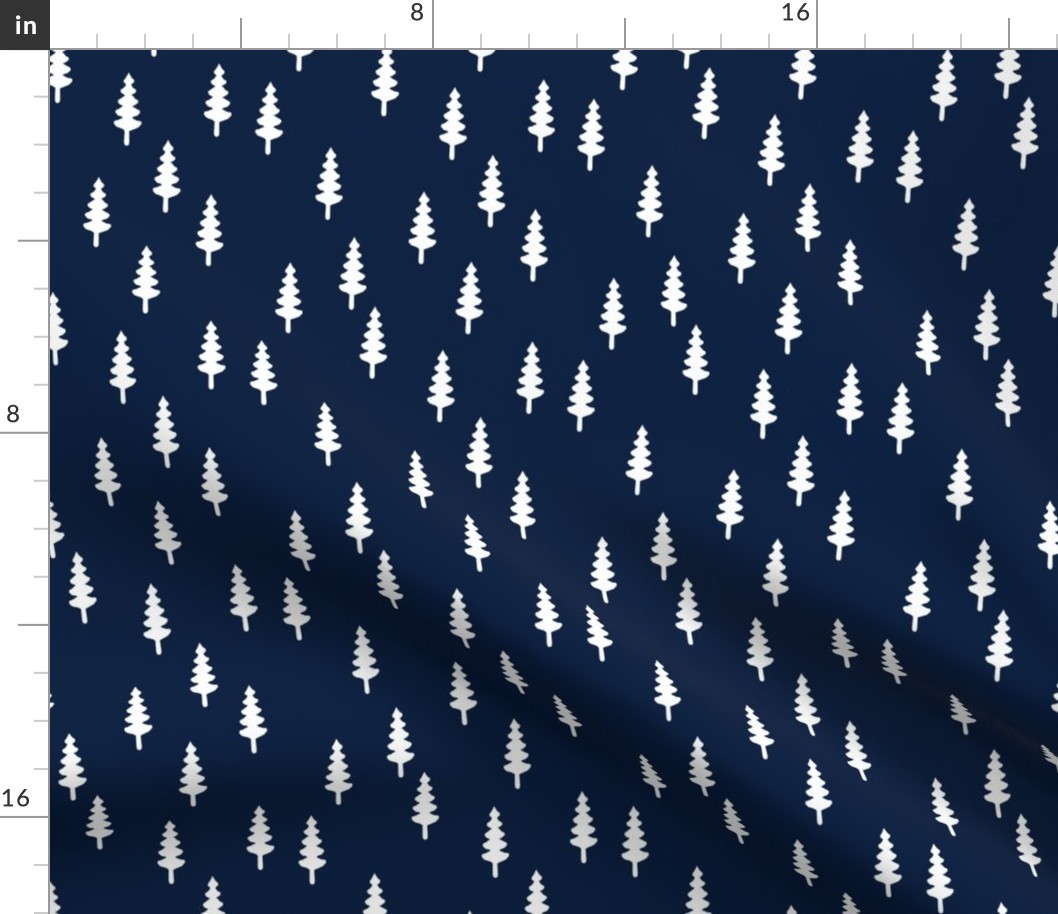 forest on navy (small scale) || tree fabric the great outdoor collection