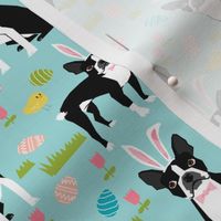 boston terrier easter bunny fabric cute pastel dog design featuring easter eggs spring time chicks and dogs