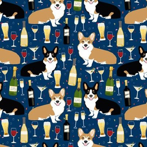 corgis and wine fabric wine champagne bubbly fabric 