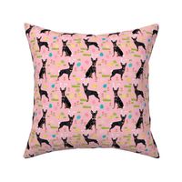 miniature pinscher pastel easter fabric spring time dogs design - pink