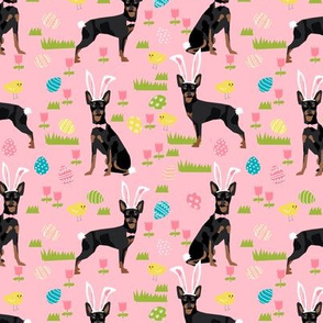 miniature pinscher pastel easter fabric spring time dogs design - pink