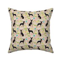 miniature pinscher pastel easter fabric spring time dogs design - sand