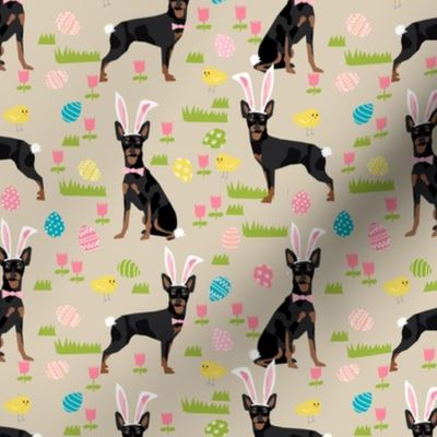 miniature pinscher pastel easter fabric spring time dogs design - sand