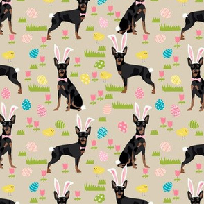 miniature pinscher pastel easter fabric spring time dogs design - sand