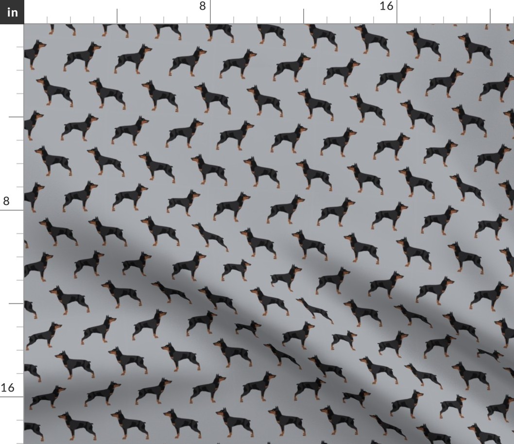 miniature pinscher dog fabric best dogs design - quarry grey