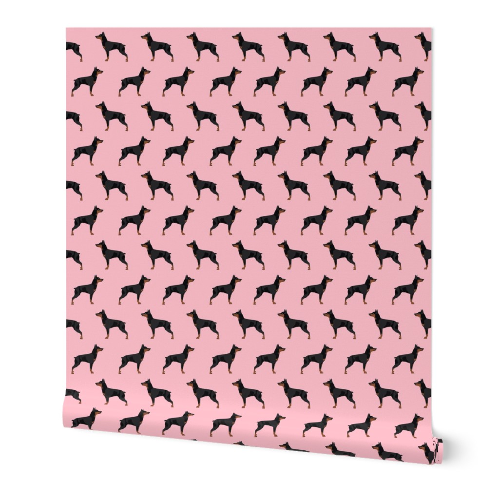 miniature pinscher dog fabric best dogs design - blossom pink