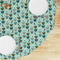 pitbull heads fabric pitbull terrier dog fabrics - aqua