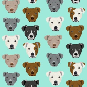 pitbull heads fabric pitbull terrier dog fabrics - aqua