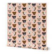 pitbull heads fabric pitbull terrier dog fabrics - blush