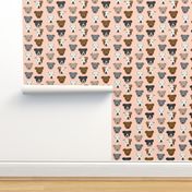 pitbull heads fabric pitbull terrier dog fabrics - blush