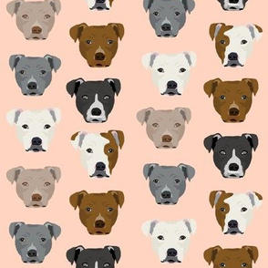 pitbull heads fabric pitbull terrier dog fabrics - blush