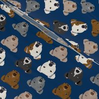 pitbull heads fabric pitbull terrier dog fabrics - navy