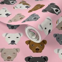 pitbull heads fabric pitbull terrier dog fabrics - pink