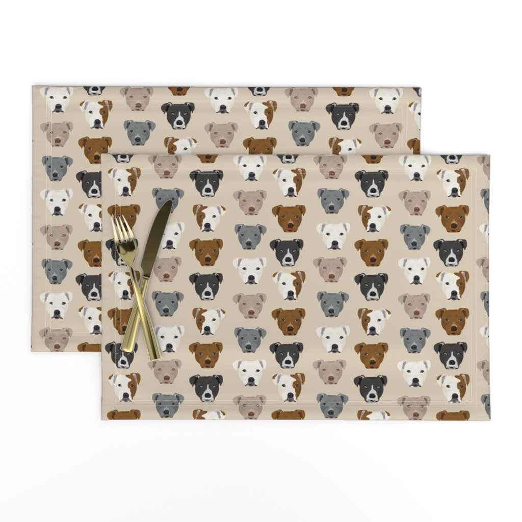 pitbull heads fabric pitbull terrier dog fabrics - sand