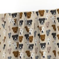 pitbull heads fabric pitbull terrier dog fabrics - sand