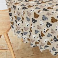 pitbull heads fabric pitbull terrier dog fabrics - sand