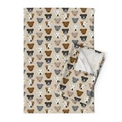 pitbull heads fabric pitbull terrier dog fabrics - sand