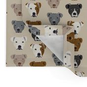 pitbull heads fabric pitbull terrier dog fabrics - sand