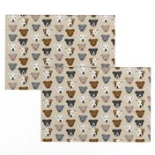 pitbull heads fabric pitbull terrier dog fabrics - sand