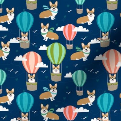 corgi hot air balloon fabric cute dogs design