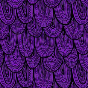 Doodle Scales - Black on Purple