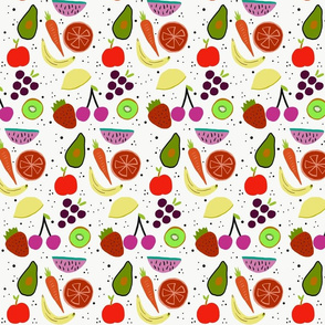 Mixed fruit doodle print kids kitchen