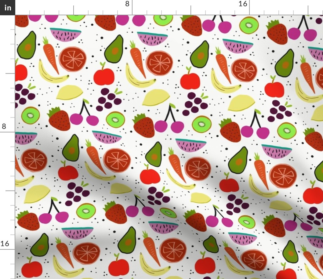 Mixed fruit doodle print kids kitchen