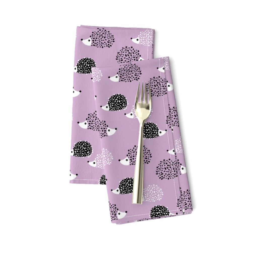 Scandinavian sweet hedgehog illustration for kids gender neutral spring black and white pink lilac violet