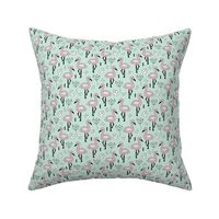 Cute little tropical flamingo birds for girls fun spring summer illustration design mint violet SMALL