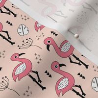 Cute little tropical flamingo birds for girls fun spring summer illustration design peach pink SMALL