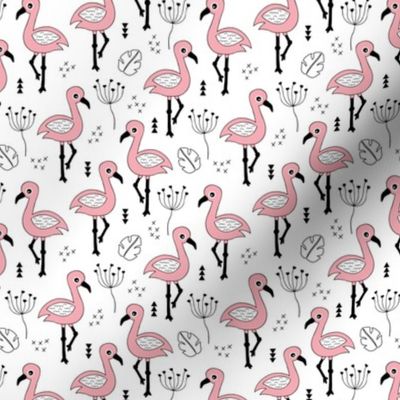 Cute little tropical flamingo birds for girls fun spring summer illustration design pink SMALL