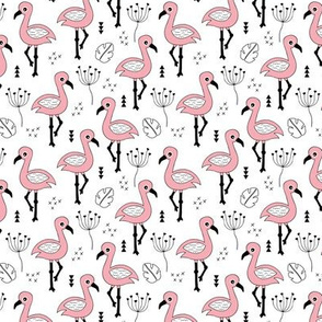 Cute little tropical flamingo birds for girls fun spring summer illustration design pink SMALL