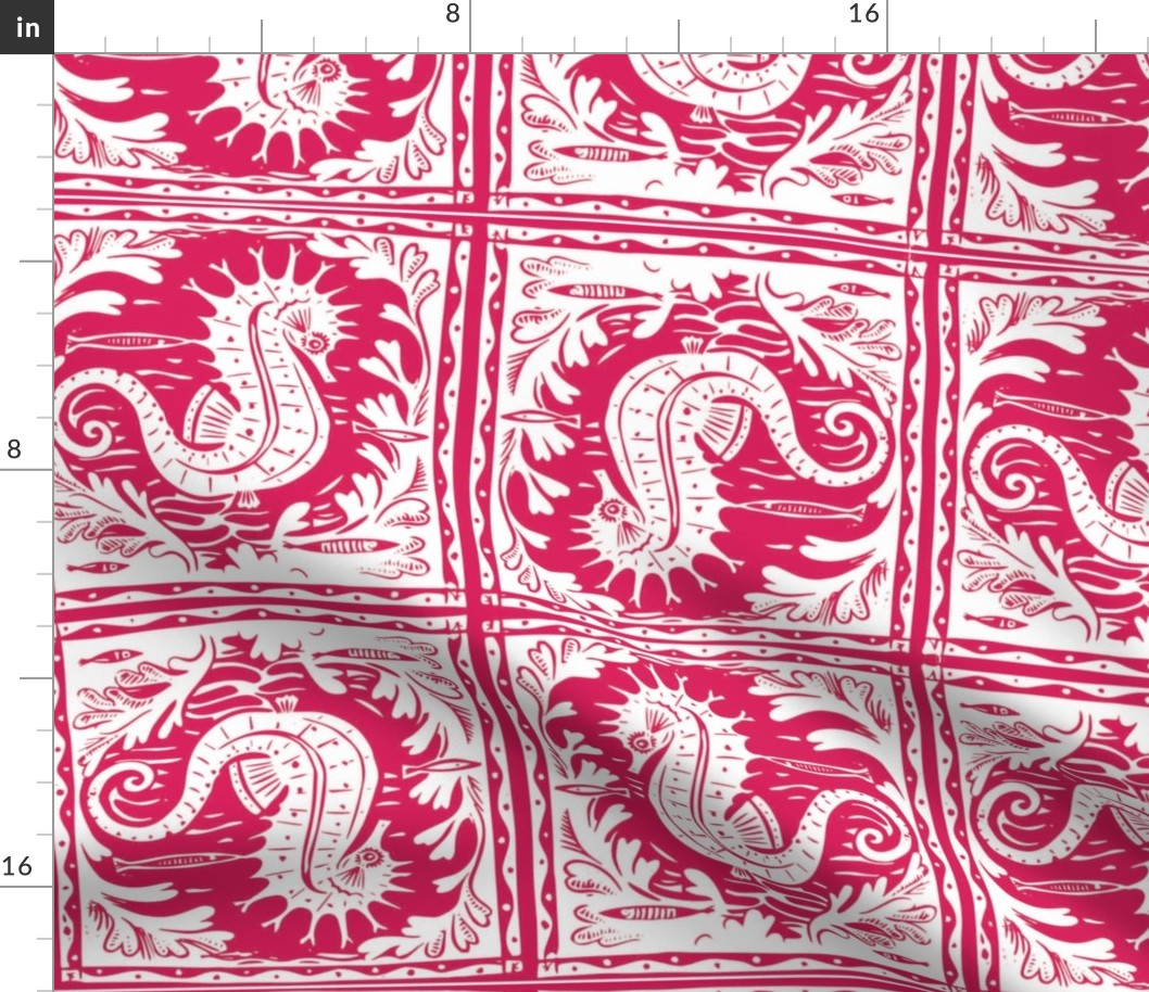 Seahorse Batik (Magenta/White)