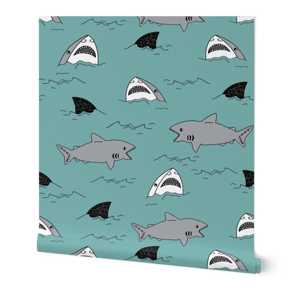 shark attack summer shark fin fabric water summer sports sharks