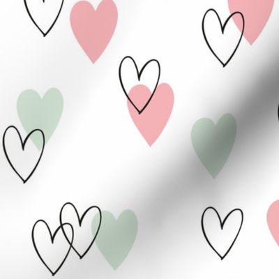 Pink and mint love hearts